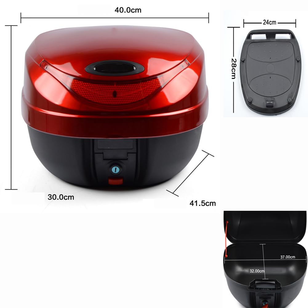 Pokrowiec na motocykl, Szybki demontaż pokrowca z zamkiem - Pojemność 30 l - możliwość przechowywania kasku,Red,41x40x30cm