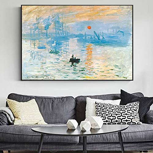 Impression Sunrise Toile Art Peintures de Claude Monet pour Décoration Salon 60x90cm