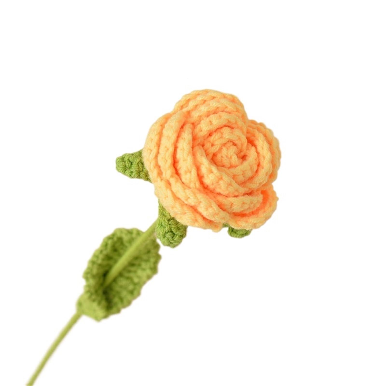 ZHSOAO 2pcs Finished Knitting Flower Rose Bouquet Simulation Home Decoration Wedding Hand-Knitted Crochet for Weddings Birthdays(Color4)