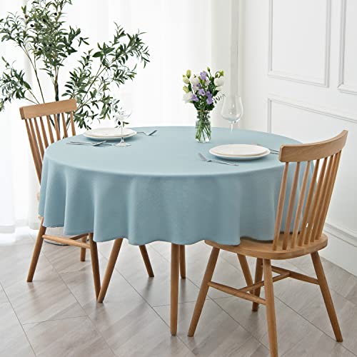 Image of maxmill Round Textured Tablecloth Spill-Proof Wrinkle Free Soft Jacquard Table Cloth for Circular Table Cover, for Dining Room Buffet Banquet Parties Holiday Dinner, 70 Inch Dusty Blue