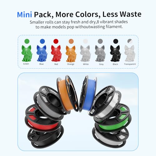 Image of CREALITY 250g PETG Filament Bundle, 8 Colors Total 2kg, 1.75mm 3D Printer PETG Filament, Perfect for Small Project and Children Creation, Black+White+Grey+Tansparent+Red+Blue+Green+Orange