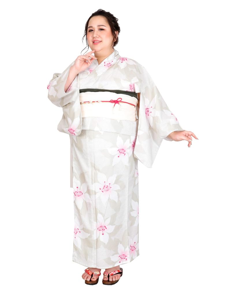 大きいサイズ　浴衣　付属帯つき Louiosy 大きいサイズ】アソート花柄セパレート浴衣セット（浴衣