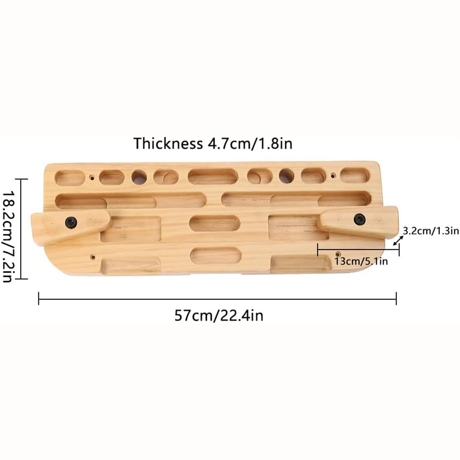 Kletterhangbrett, Klimmzugstange Aus Holz Für Finger Und Unterarme, Handgrifftrainer Mit Tiefentaschen, Schrägen Kanten, Tür-Krafttrainingsstation Für Kletterer(Color:Log)