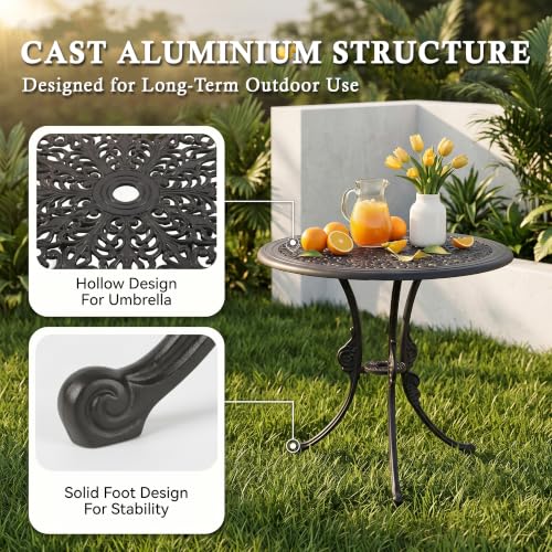 Image of BRISHI Cast Aluminium Garden Patio Seating Chair and Table Set for Balcony Outdoor Furniture with 1 Table and 4 Chair Set (Black)