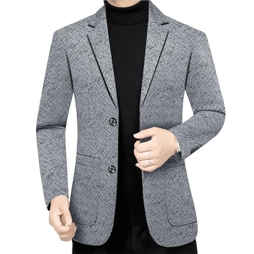 Men's British Style Gray Slim Fit Casual Suit Jacket Blazers One Button Notch Lapel Lightweight Stylish Mens Suit