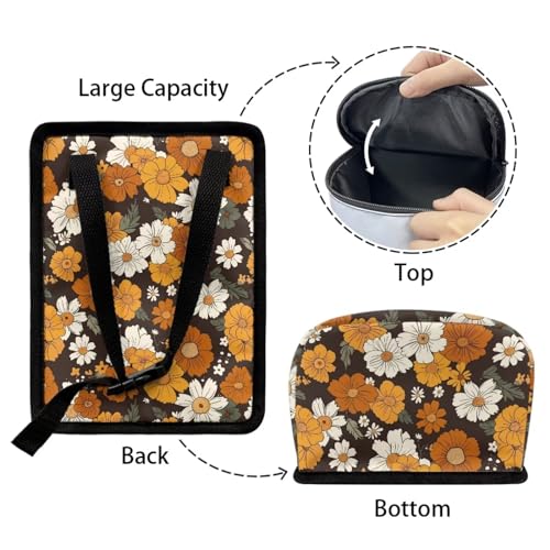 Image of Retro Sunflower Daisy Flower Car Trash Can Hanging Mini Auto Garbage Bin with Lid Washable Leak Proof Automotive Car Rubbish Bags for Back Front Seat,Cottagecore Car Interior Accessory
