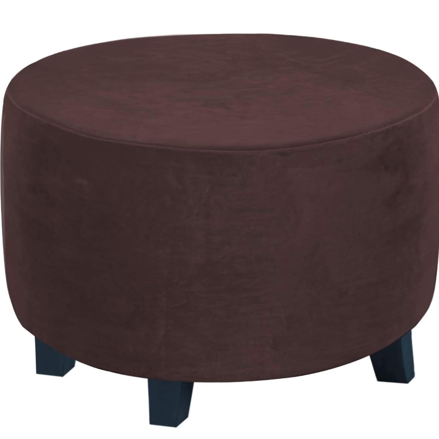 Round Footstool Cover Stretch Ottoman Covers Black/Grey Thicker Large Stretch Pouffe Cover Anti-Slip Foot Stool Slipcovers with Elastic Bottom, Machine Washable ( Color : #1 , Size : 56-69cm/22-27in )