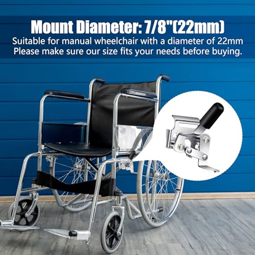 Image of DaisyInner 2 Pcs Heavy Duty Wheelchair Brakes Wheel Locks Wheelchair Parts Mount Bolt on Style for 7 /8 Inch Tubing Universal Wheel Lock Brake Assembly Medical Transport Chair Brake Side (Silver)