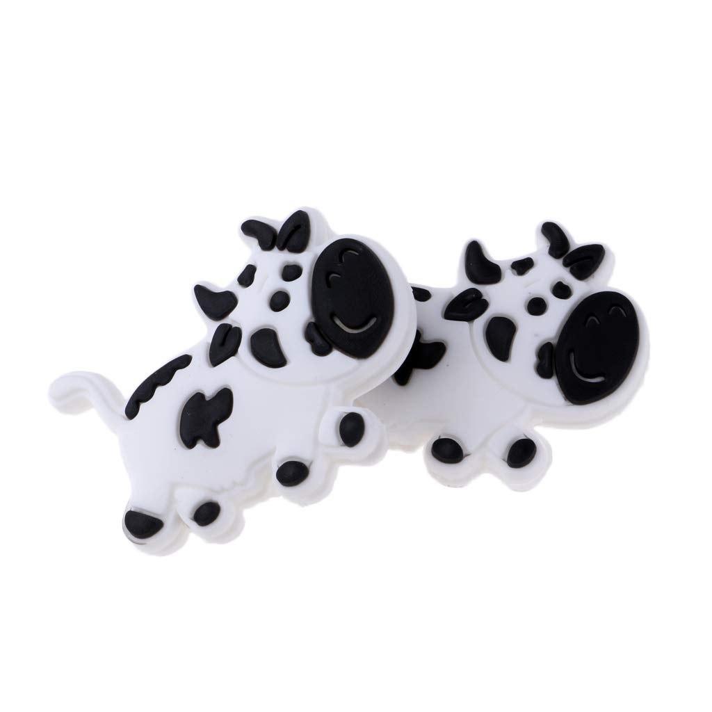 Baosity 2 Pieces Tennis Racquet Shock Absorber Vibration Dampeners - Various Animal Shape - White Cow