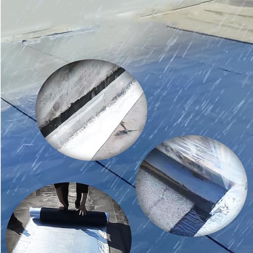 Cinta autoadhesiva de asfalto para reparación de techos, sello impermeable y de protección UV, rollo de papel de aluminio de betún, 60 cm x 10 m, ideal para grietas y sellado de superficies
