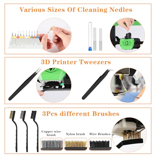 KOMABLEN 84PCS 3D Drucker Zubehör, 3D Drucker Werkzeug, 3D-Drucker-Zubehörteile mit Handentgrater, Akupunkturnadeln Reinigungsset, Düsenwechselwerkzeug, Gravieren und Entfernungswerkzeug – Bild 5