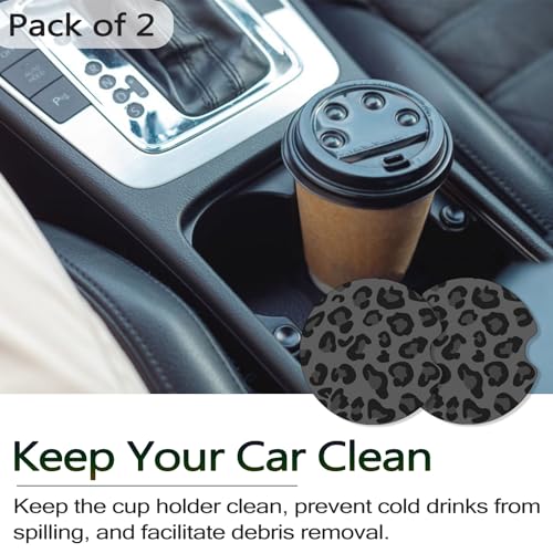 Portavasos para carro caucho negro leopardo 2 piezas miniatura 4