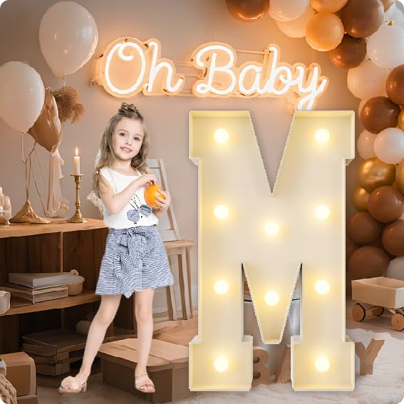 HXWEIYE Large Marquee Letter M, 3FT Battery Operated, Easy to Assemble