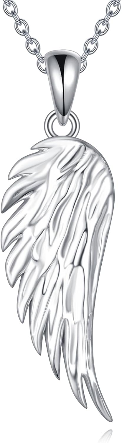 925 Sterling Silver Guardian Angel Wing Pendant Necklace Amulet Healing Jewelry Gifts for Women