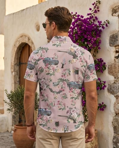 Image of 99TIMORO Fathers Movie Hawaiian Shirt for Men, Characters Button Down Short Sleeve Top, Summer Beach Gifts
