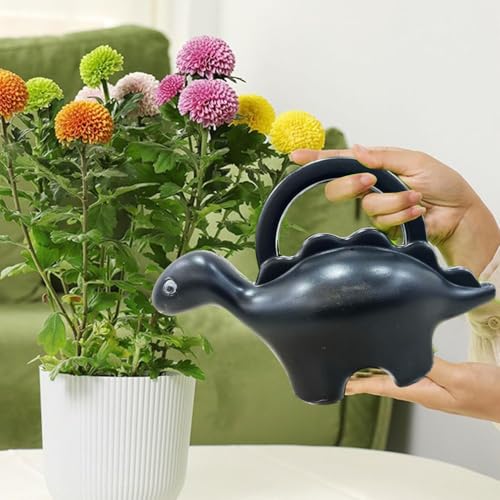 Image of Amazon Brand - Umi Dinosaur Shape Kids Watering Can 1 Litre Plastic Garden Watering Can Toy for Children Lightweight Easy Pour Water Can for Indoor Outdoor Plants Gardening Gift for Boys Girls (Grey)
