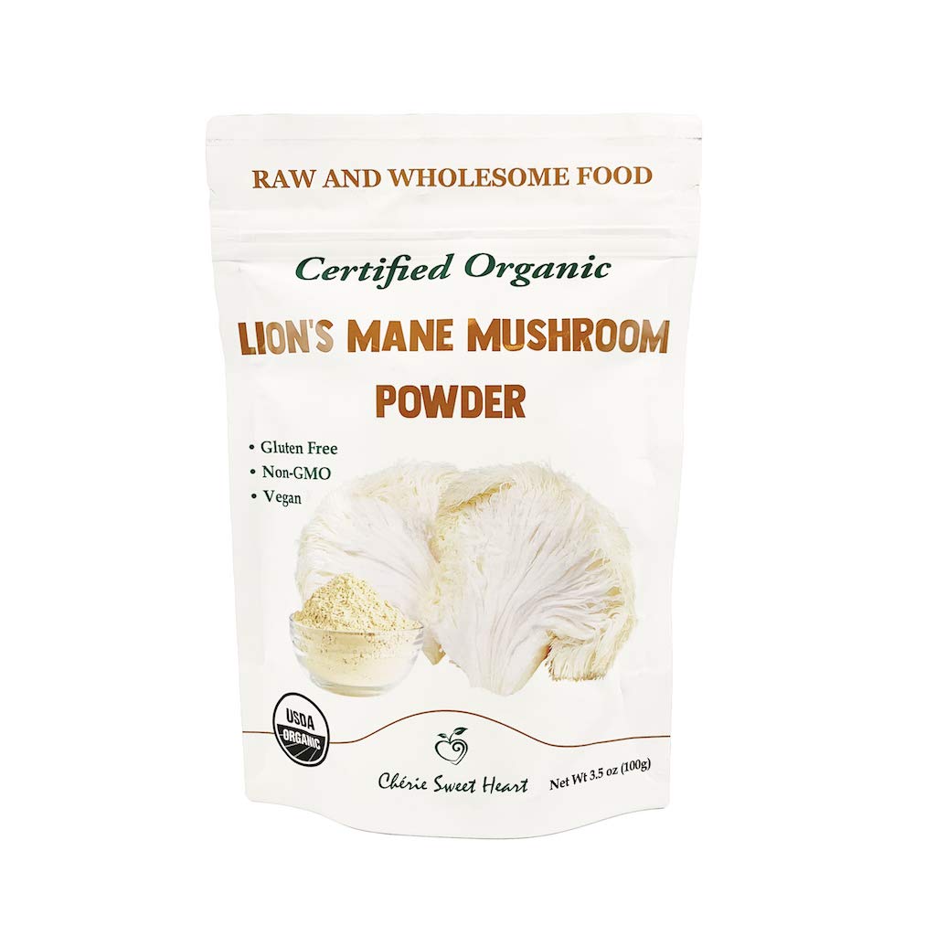 Chérie Sweet Heart Organic Mushroom Powder, Lion's Mane, 50 Servings, 3.5 Ounce, 100 Gram