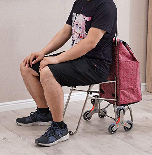 Klappbarer Einkaufstrolley mit Sitz & 6 Rollen & Lebensmittel-Treppensteigwagen & Wasserdicht & Sitzdesign hinter dem… – Bild 6
