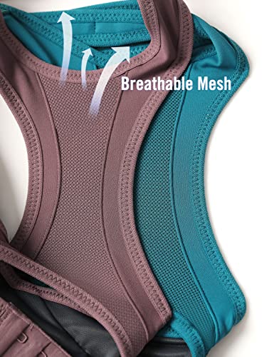 Image of SYROKAN Women's Sports Bra Front Adjustable High Impact Support Padded Wireless Racerback Plus Size Running Bra