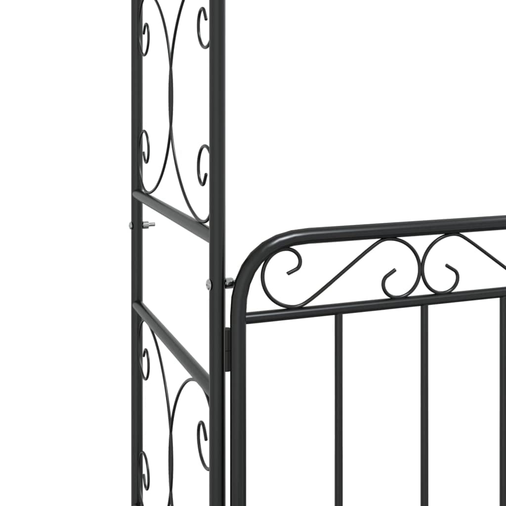 Arco da giardino in acciaio con cancello, verniciato a polvere, 108 x 45 x 235 cm, nero, chiudibile, robusto telaio per piante rampicanti, versatile come ingresso o decorazione per esterni