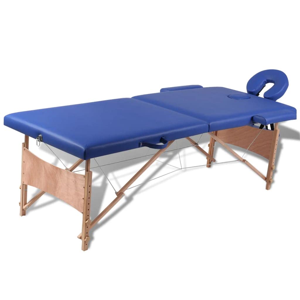 Generisch Massageliege Klappbar 2-Zonen mit Holzgestell Blau,Gesundheit & Schönheit,Körperpflege,Massage & Entspannung,Massagetische,14.9KG,110075