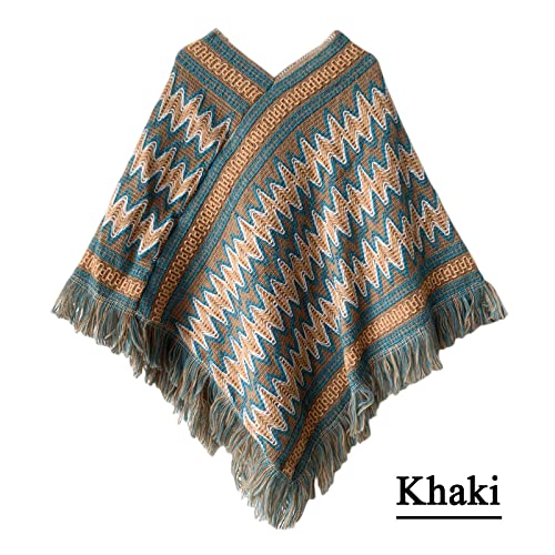 Women's Travel Plaid Shawl Wrap Open Front Poncho Cape for Fall Winter Women Oversize Tassel Shawl Scarf Wraps2