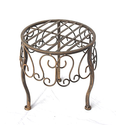 DanDiBo 140129 M - Taburete para flores (metal, redondo, 30 cm), color marrón