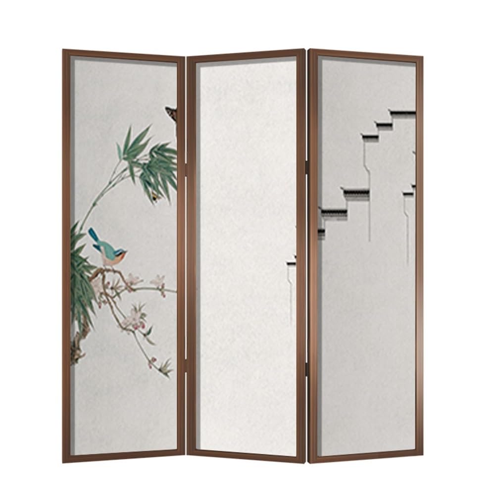 Privacy Screen Floor-standing Screen Partition Home Living Room Porch Privacy Folding Screen Office Tea Room Retro Background Wall Room Divider
