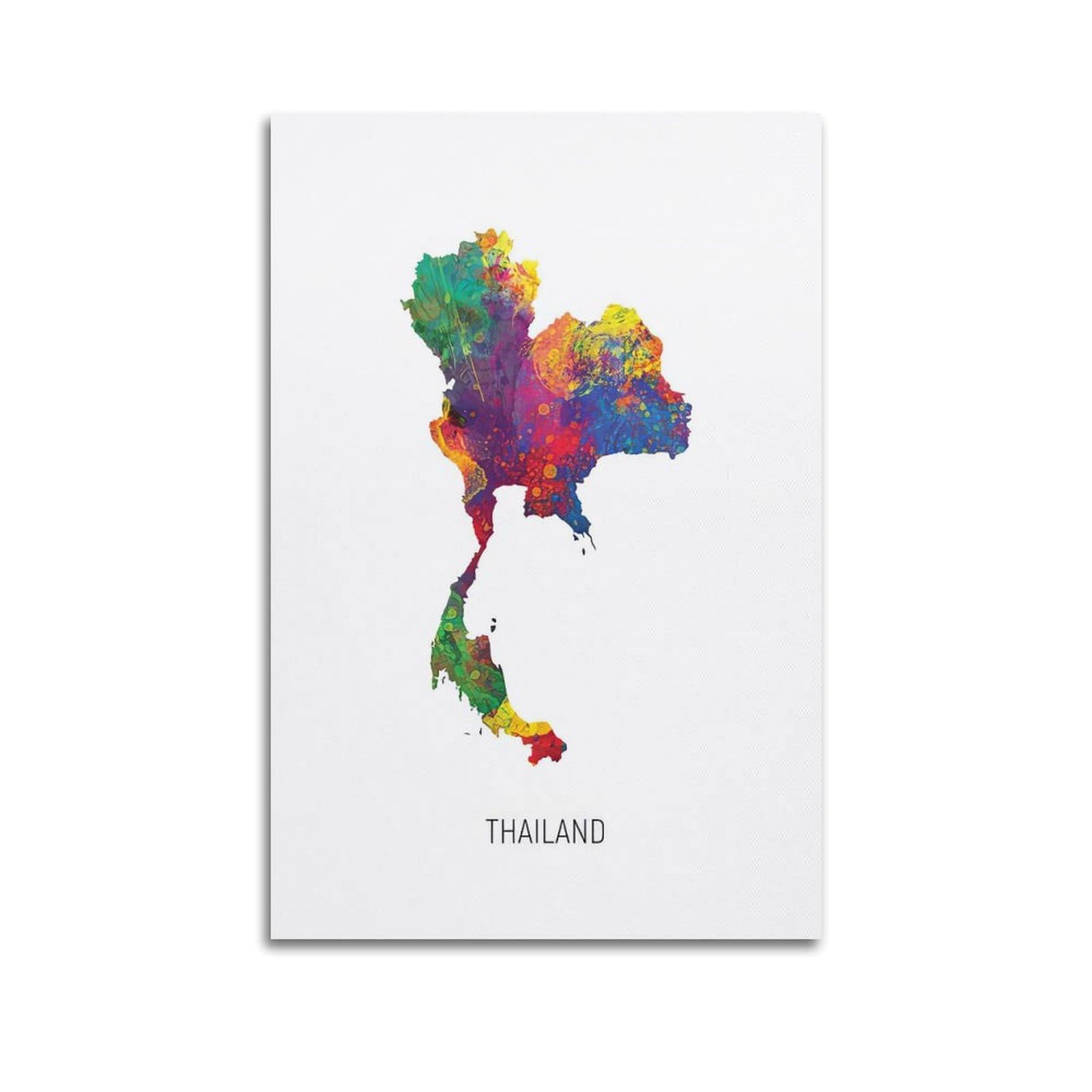 MJZLQN Map Poster Of Thailand With Watercolor Poster Decorative Painting Canvas Wall Posters And Art Picture Print Modern Family Bedroom Decor Posters 12x18inch(30x45cm)