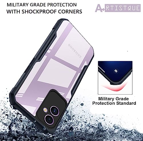 Image of A rtistque Clear Hard Transparent Acrylic Armor Anti-Drop Shockproof TPU Edge Back Cover Case for Samsung Galaxy F14 5G - Black