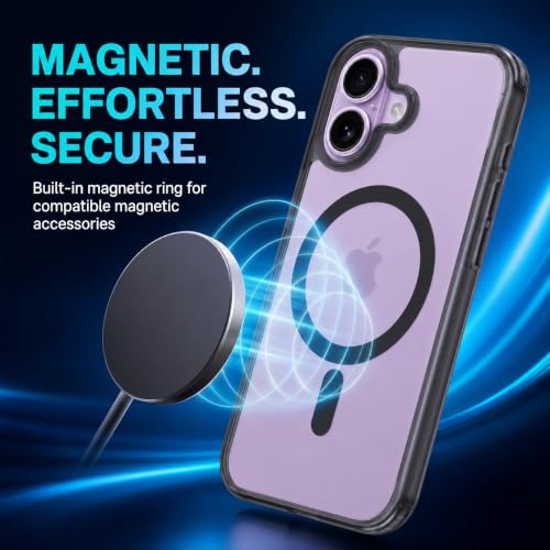 Image of MAGA Back Case Cover for Apple iPhone 17, Transparent Black Magnetic Case Compatible with MagSafe, Hybrid Hard PC Back & Soft TPU Bumper, Shockproof Protective Cover - Black