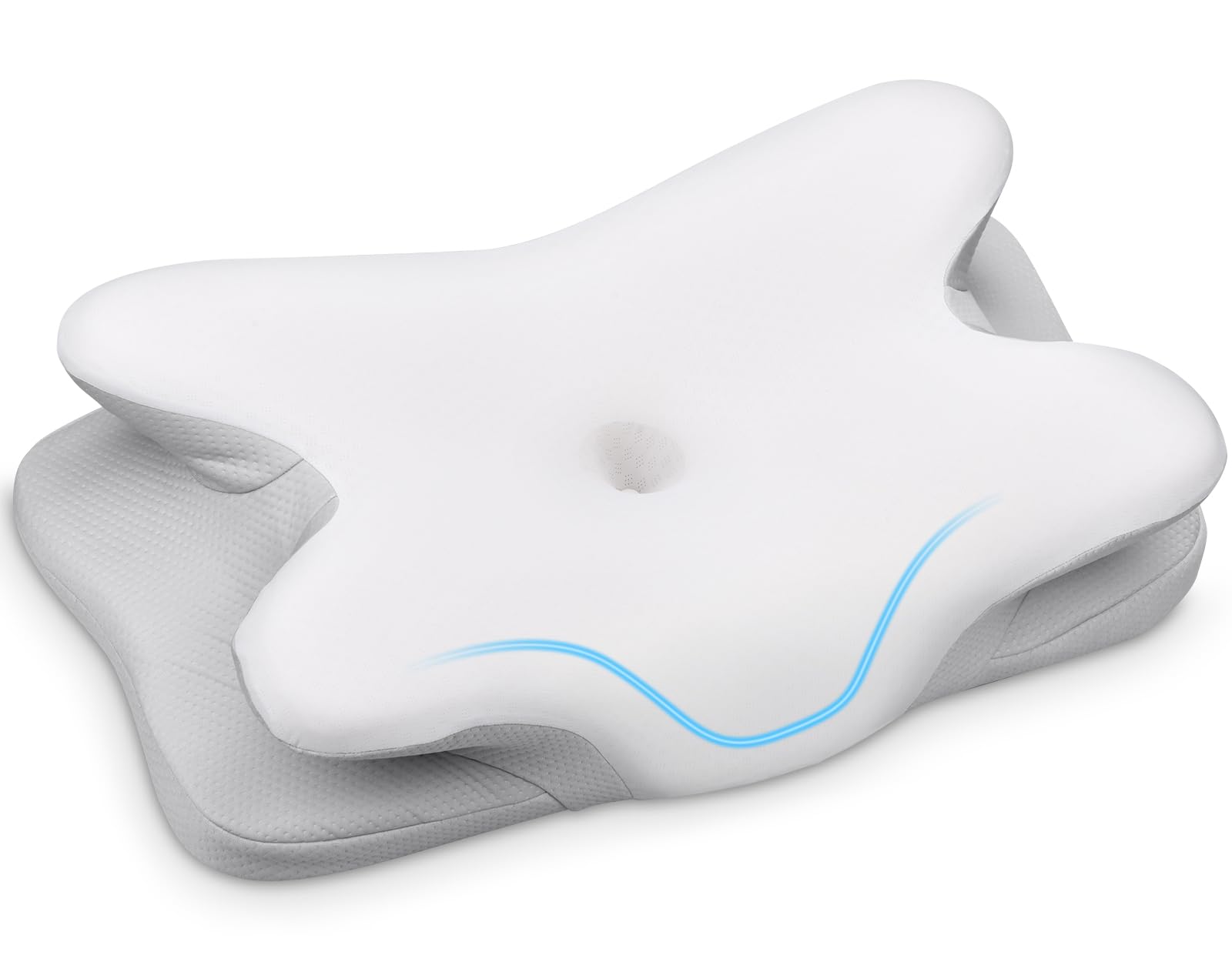 Ehomfory, cuscino in memory foam, cuscino cervicale, cuscino ergonomico per chi dorme sul fianco, sulla schiena e sulla pancia, 69 x 37 x 9/12 cm