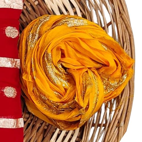 Image of Women's Pure Viscose Georgette Checks Zari Fabric Jaipuri Saree with Matching Blouse