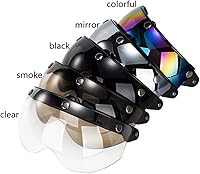 Vista 2 de Visera universal de casco retro de 3 broches a prueba de viento, visera de casco de motocicleta de media cara, lente de visera abatible