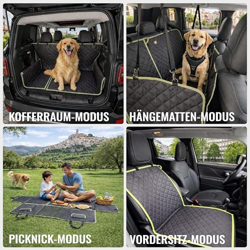 Nafra Home Rückbankschutz Hund 6-in-1 – Sitzschutz Auto Wasserdicht 600D Mit Netzfenster Und Seitenschutz – Schonbezüge Auto Universal Für Rücksitz Vorder- Und Kofferraum