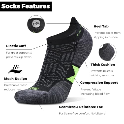 Image of Busy Socks Men's Athletic Ankle Coolmax Running Socks Women's Cushioned Anti Blister Moisture Wicking Low Cut Socks 3 Pack