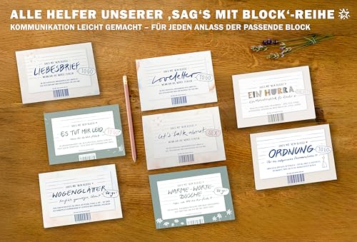 Eine der Guten Briefblock – Warme‑Worte‑Dusche to‑go, A6 Komplimente-Block mit 50 Blatt, Wertschätzungsblock zum Abreißen, ideal für Abschiede & Alltagsworte