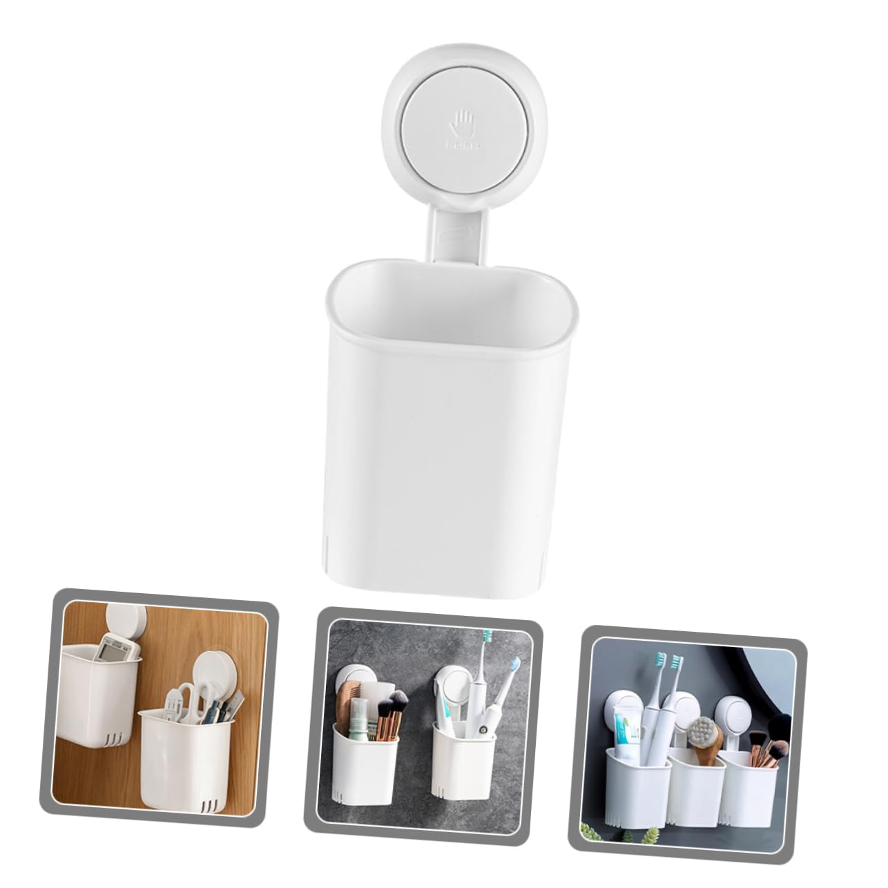 2 Piezas Soporte de Cepillos de Dientes con Ventosa Fuerte para Pared Organizador de Cepillos Manuales y Eléctricos Porta Pasta y Maquinillas Caja de Almacenaje Multiusos para Baño