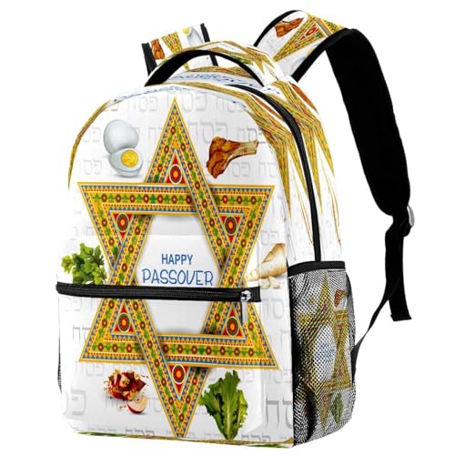 Sac à dos d'école multicolore Happey Passover pour adolescents et voyage décontracté