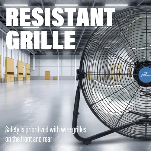 iLIVING 20 Inch Heavy Duty Floor & Wall Mount Fan - 5500 CFM High Velocity, 160-Watt, 3-Speed, Industrial Cooling for Garage, Workshop, Office, Home - UL Listed, Black