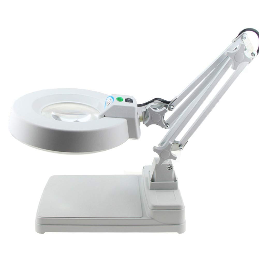 Lupa Lupas para Lectura Lupa de Lectura de sobremesa Lupa LED de Alta Potencia Lupa Gratuita LED Brillante Que Ilumina a Personas Mayores (Vidrio Blanco 10X) (Vidrio Verde 5X)
