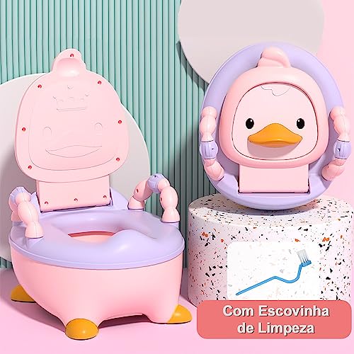 TOPAMIX Troninho Sanitário Infantil Privadinha Assento de Treinamento Modelo Patinho Feliz (Rosa)