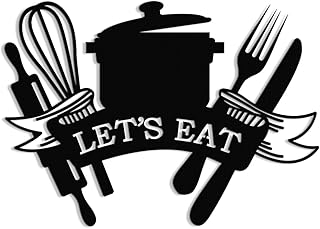 XORT Kitchen Metal Sign, Metal Kitchen Wall Art, Let's Eat Sign for Home...