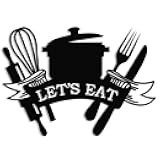 XORT Kitchen Metal Sign, Metal Kitchen Wall Art, Let's Eat Sign for Home Kitchen Dining Living Room Hanging Plaque Decoration. (Black - 14 x 10 inch)