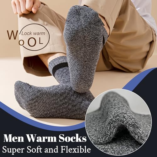 VoJoPi Calcetines Térmicos Hombre, 5 Pares Calcetines Hombre Invierno con Rizo Suave, Cómodos y Transpirables para Senderismo Running Esquiar Deportes, Talla 39-45 - imagen 2