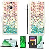 Kinetijy Case Compatible for HTC One M8 Phone Case Flip Cover [with Tempered Glass Screen Protector][RFID Blocking][Gold Glitter+Luminous] LPT-YL