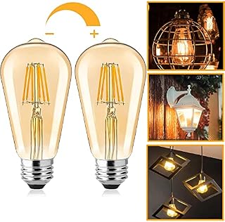 Drive Pro Decorative Bulb Screw Edison Light Bulb E27 Pack of 2 E27 Vintage Light Bulbs, Dimmable Amber Warm 2700K Antique Light Bulbs E27 Edison Light Bulbs St64 E27 Bulb, Led Filament Light Bulbs.