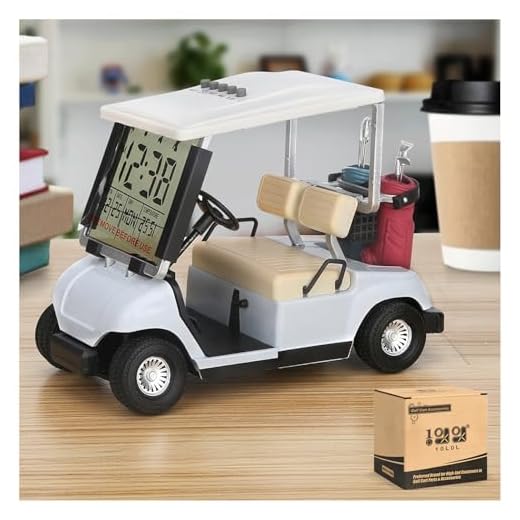 10L0L Newest Version LCD Display Mini Golf Cart Clock for Golf Fans Great Gift for Golfers Race Souvenir Novelty Golf Gifts