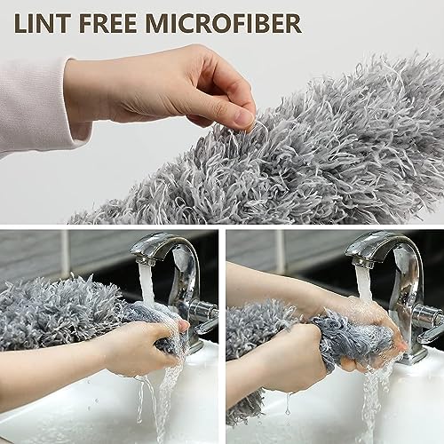 Image of RECLUSE Fan Cleaning Mop, Microfiber Feather Duster with Extra Long 100in Stainless Steel Telescopic Dusters Washable Duster for High Ceiling Fans, Window Blinds, Furniture, Cars etc.(Grey)