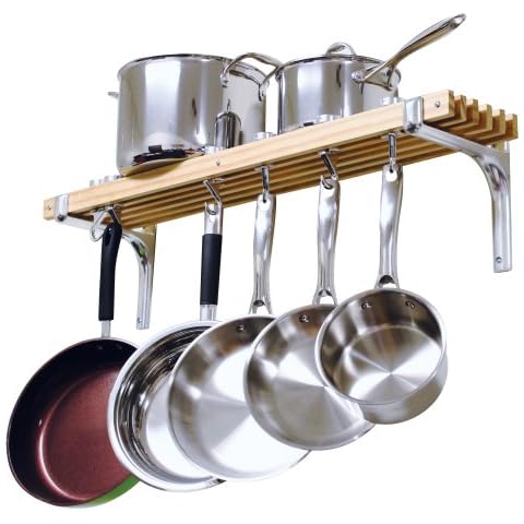 Cooks Standard Wall Mounted Wooden Pot Rack, 36 by 8-Inch Cover
